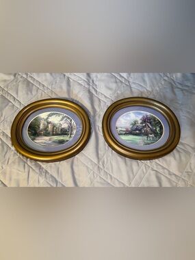 Vintage HOMECO Set of 2 Oval Framed Prints